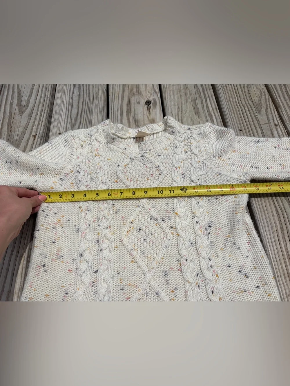 OshKosh B'gosh cream colorful spotted knit pullover crew girls sweater SIZE 14